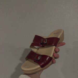 Stylish Burgundy and Tan Women's Sandals